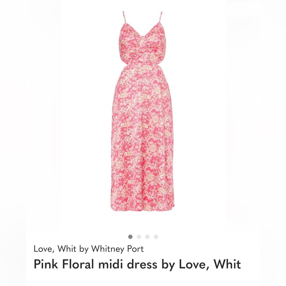 Love, Whit by Whitney Port Floral Pink Midi Cutout Dress Small